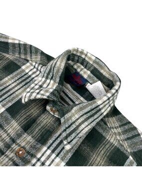 VTG Dakota Men's Flannel Work Shirt Green Plaid • Medium